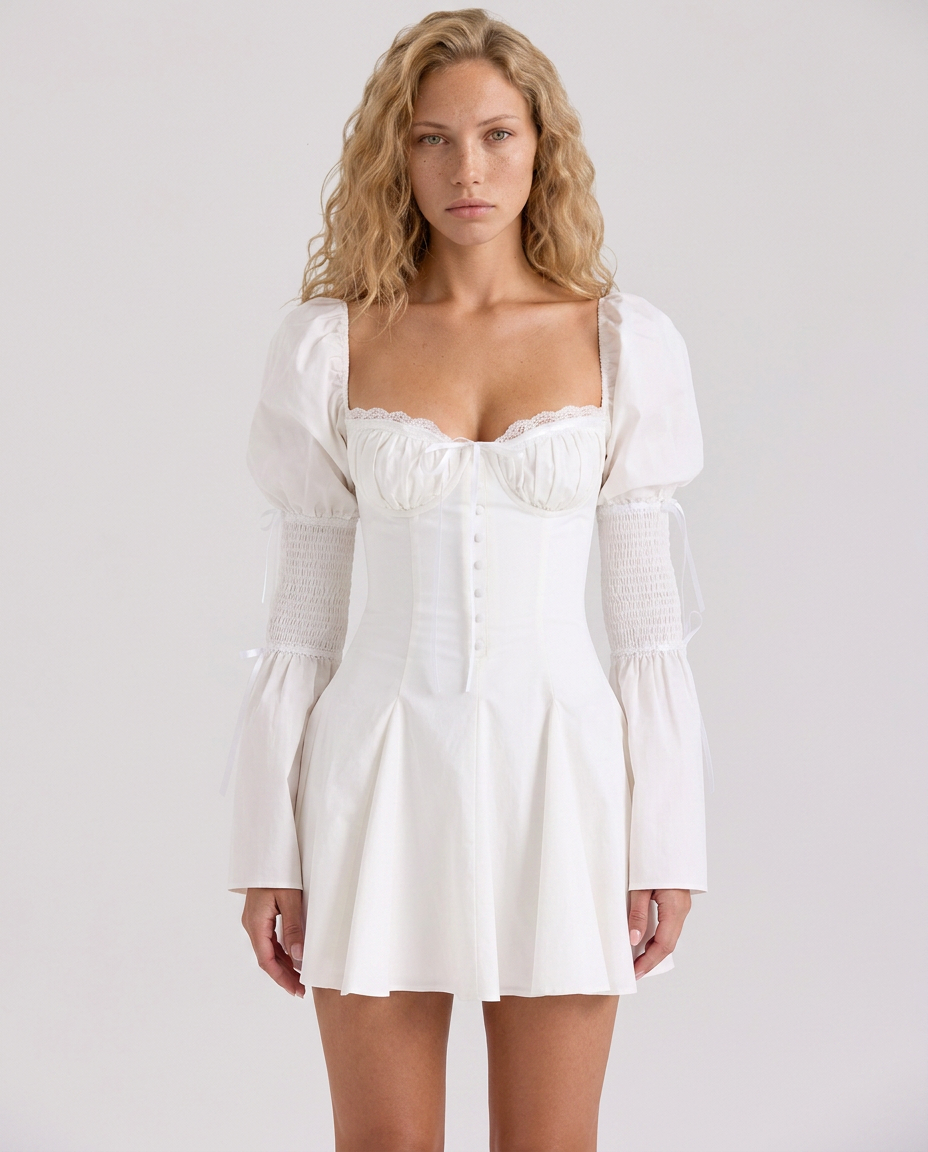 Monica | Flute Sleeve Mini Dress with Fitted Waist