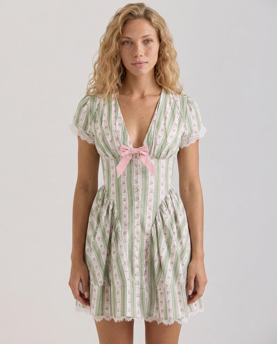 Carly | Stretch Cotton Mini Dress with Gingham Pattern