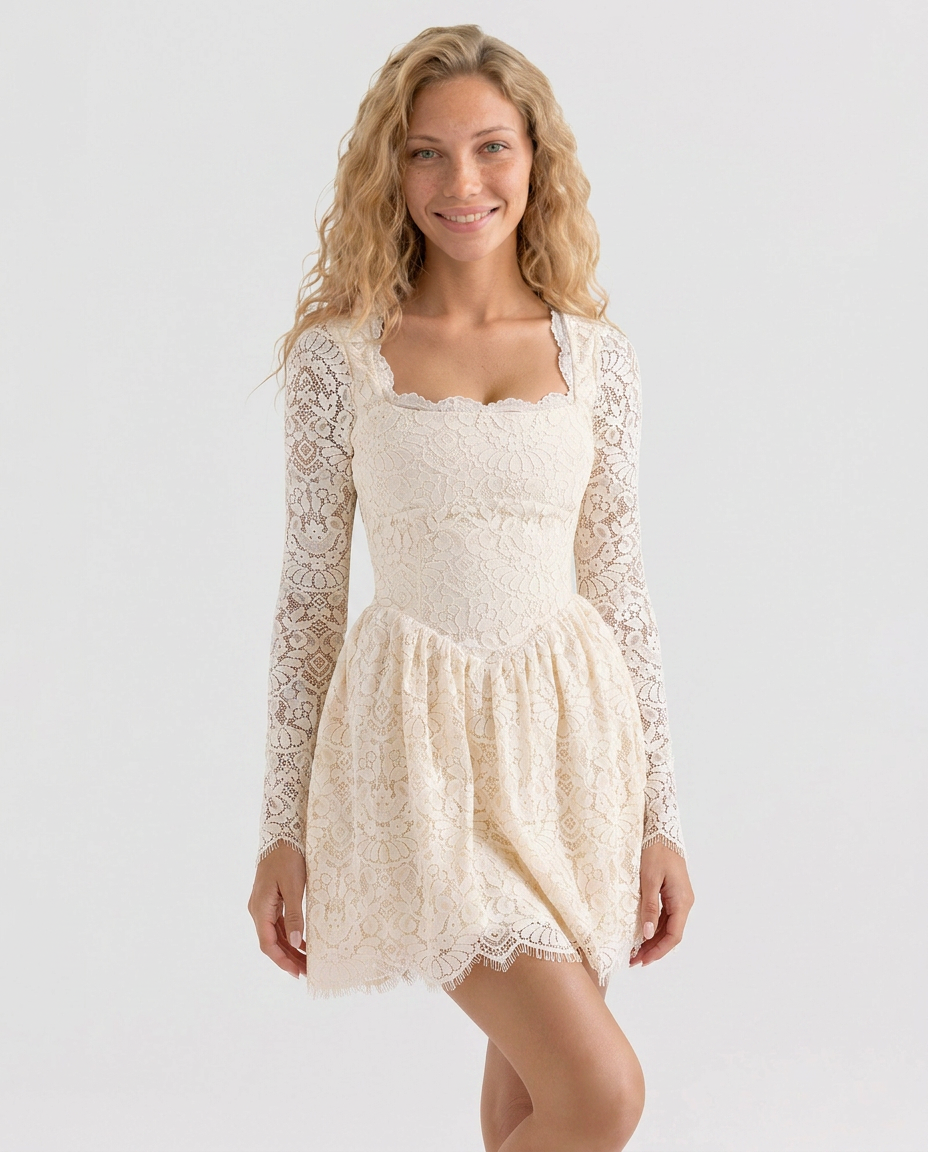 Reva | Lace Mini Dress with Long Sleeves
