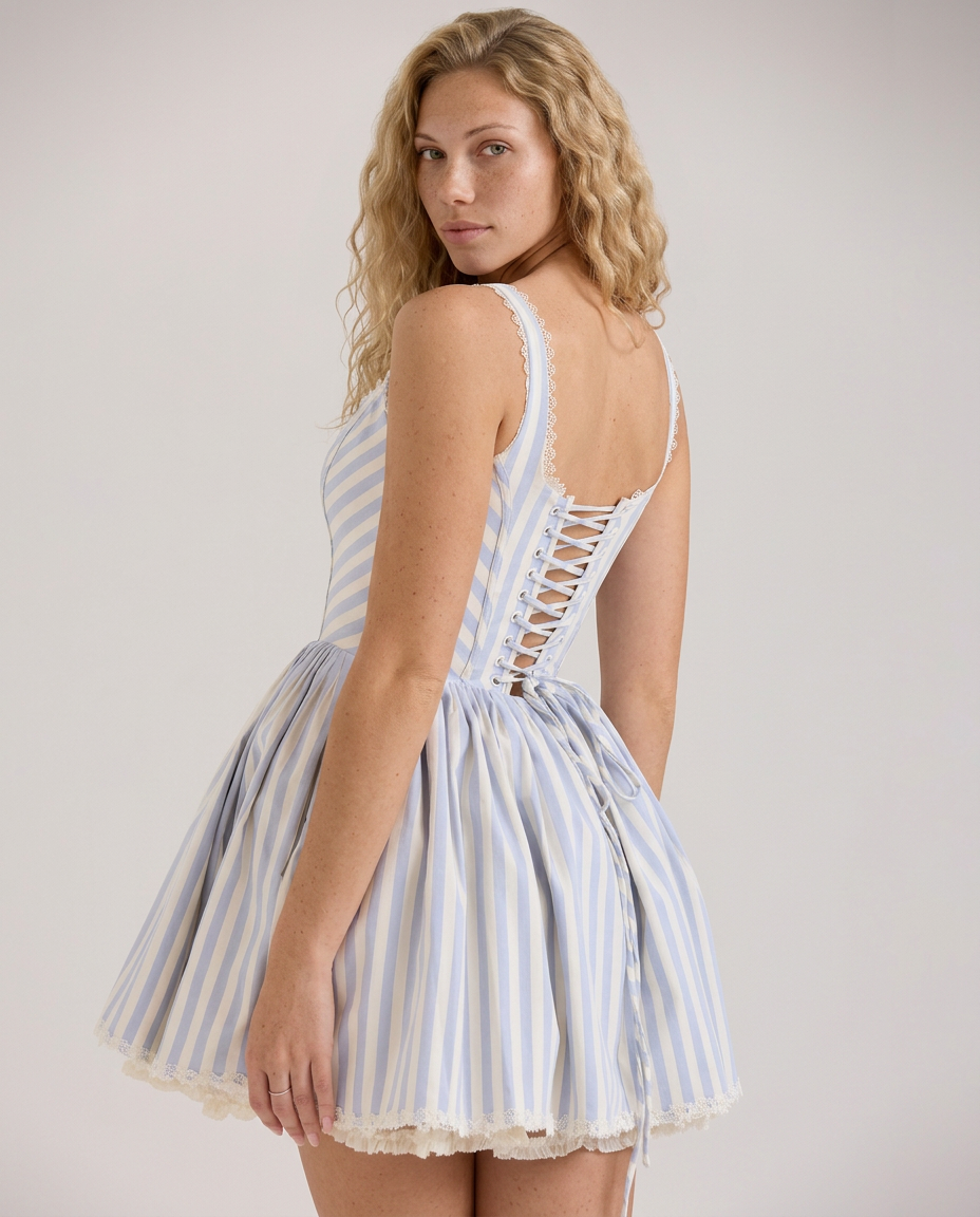 Karyn | Striped Pintucked Mini Dress