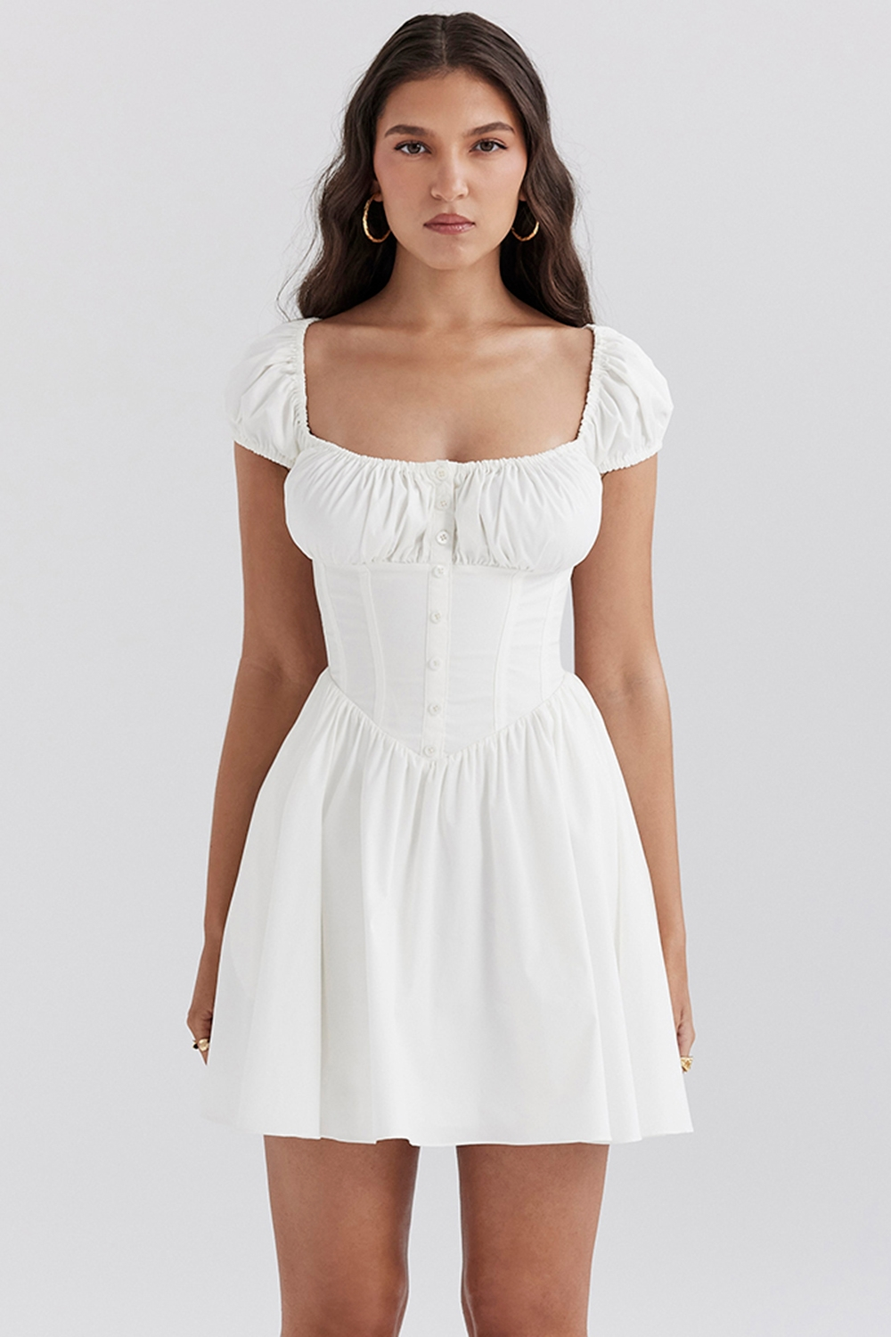 Ursula | Gathered Cotton Mini Dress