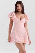 Leigh | Lace Mini Dress with Flutter Sleeves