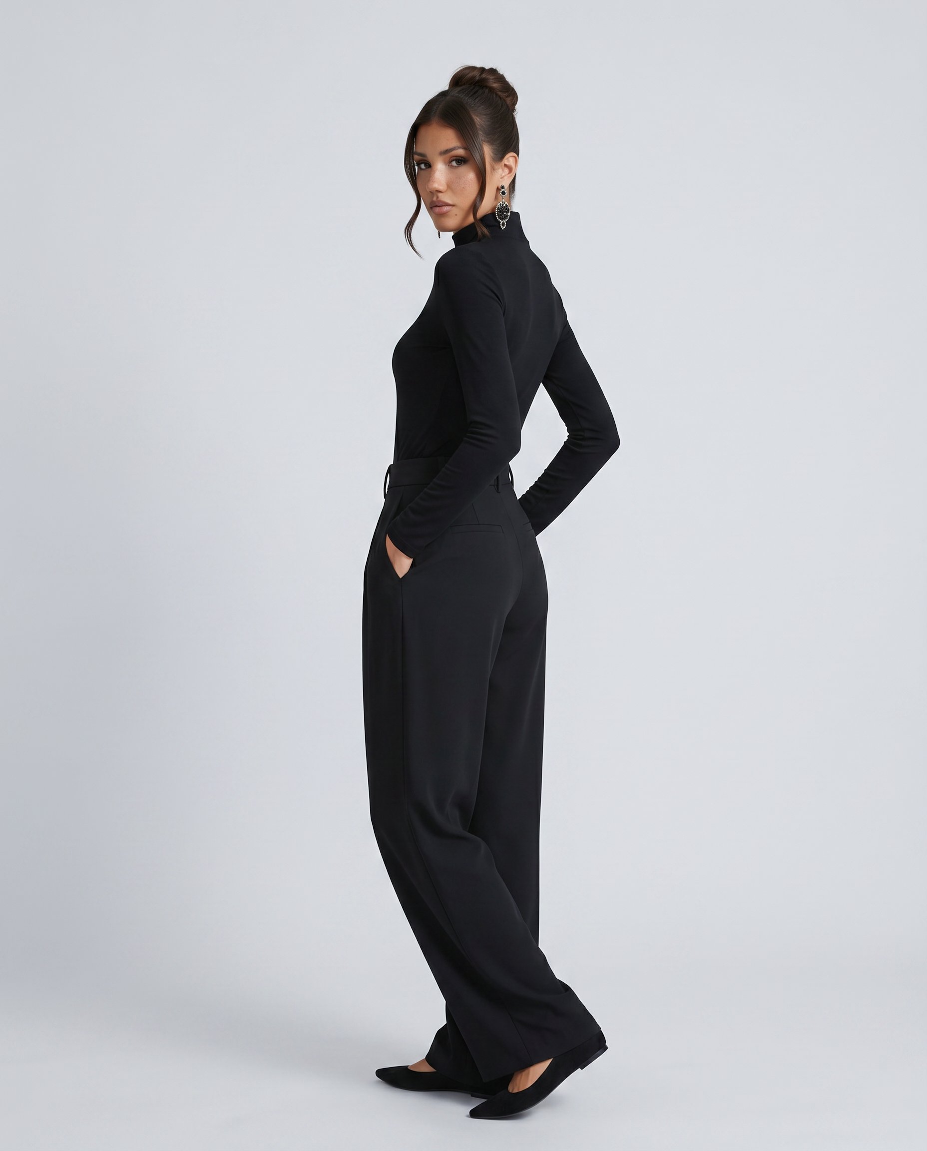 Melva | Turtleneck Wide-Leg Knit Jumpsuit