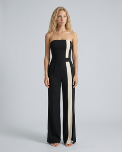 Leila | Strapless Contrast Stripe Jumpsuit