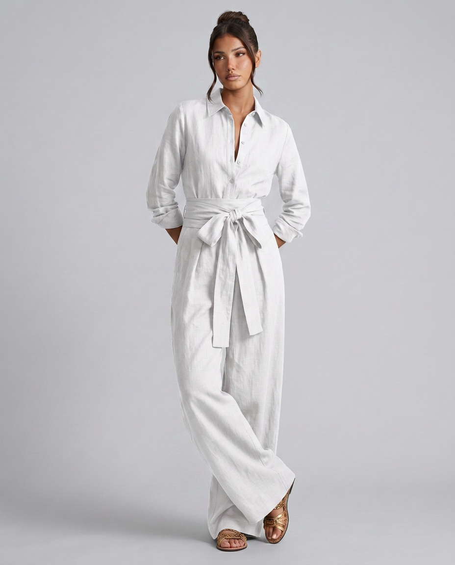 Juliet | Belted Shirt Collar Jumpsuit