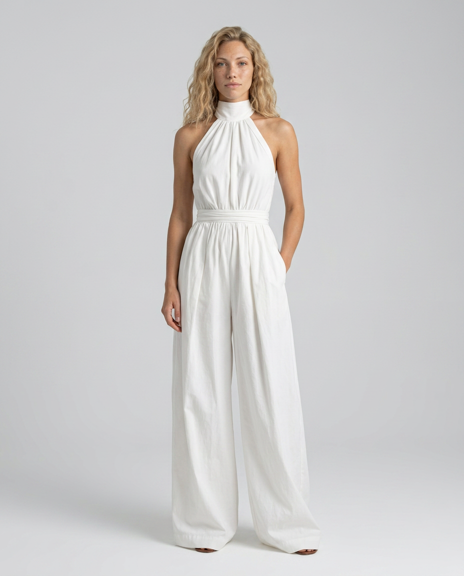 Alma | Halter-Neck Wide-Leg Jumpsuit