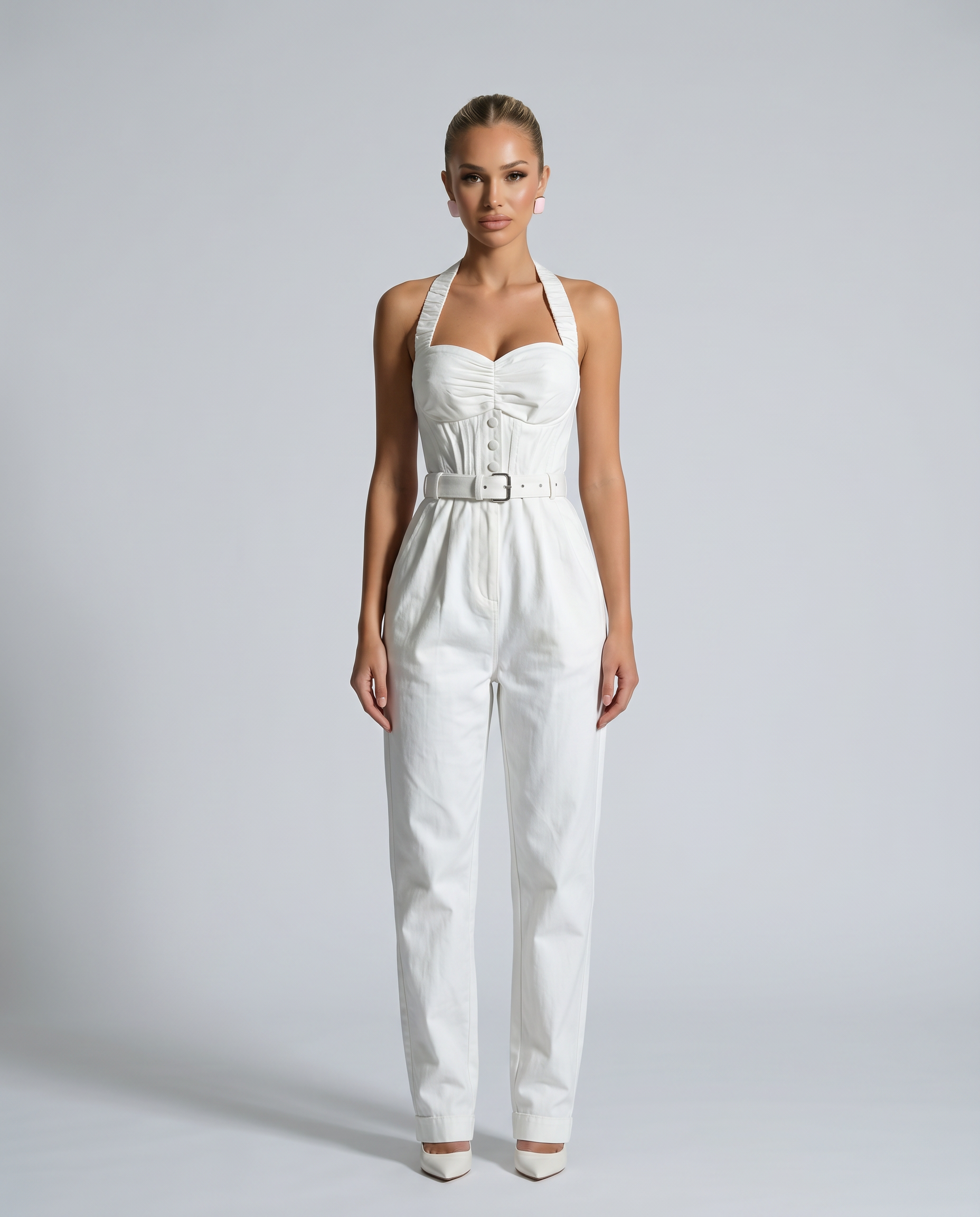 Rena | Halter Wide-Leg Jumpsuit with Belted Waist