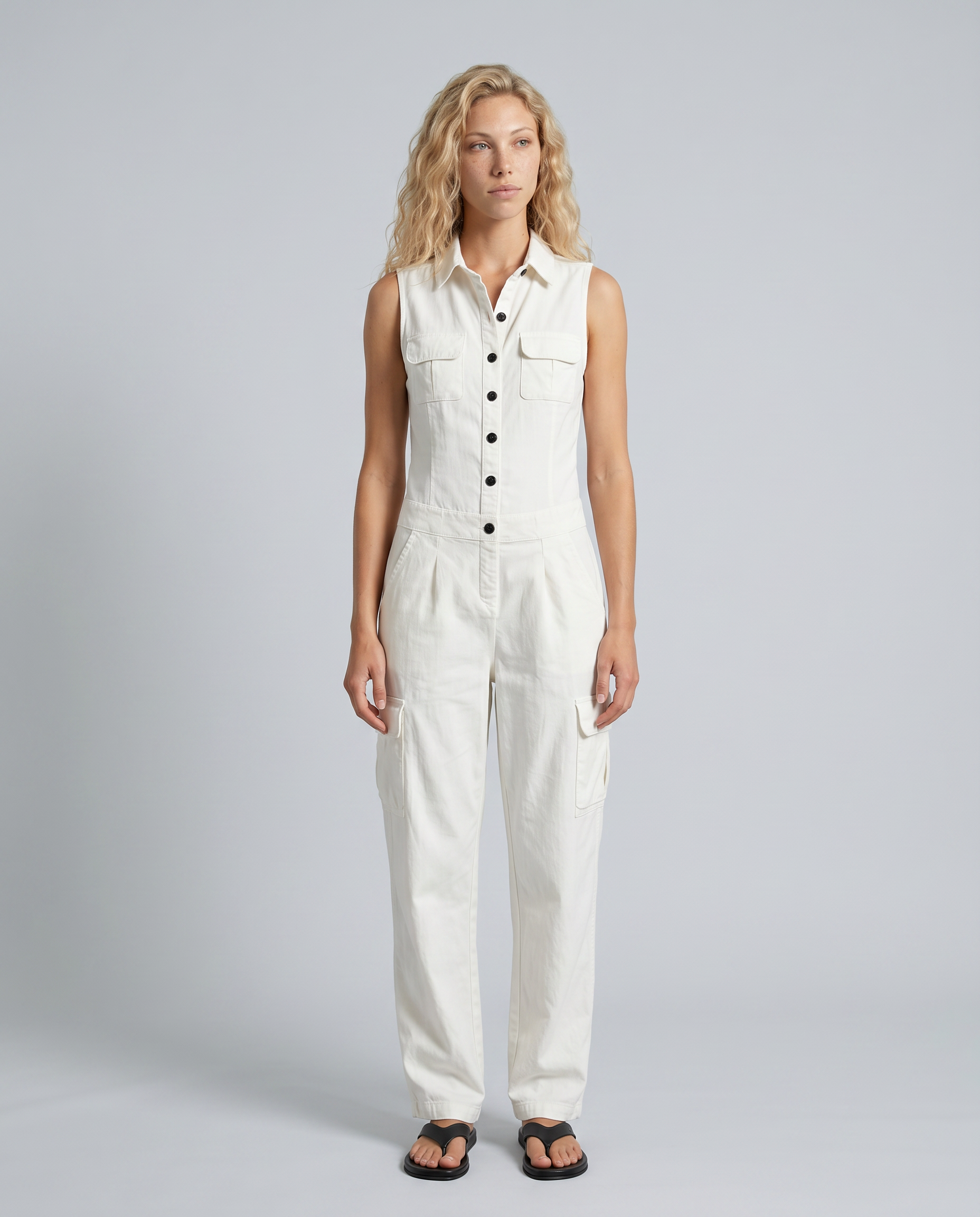 Fran | Sleeveless Single-Breasted Jumpsuit