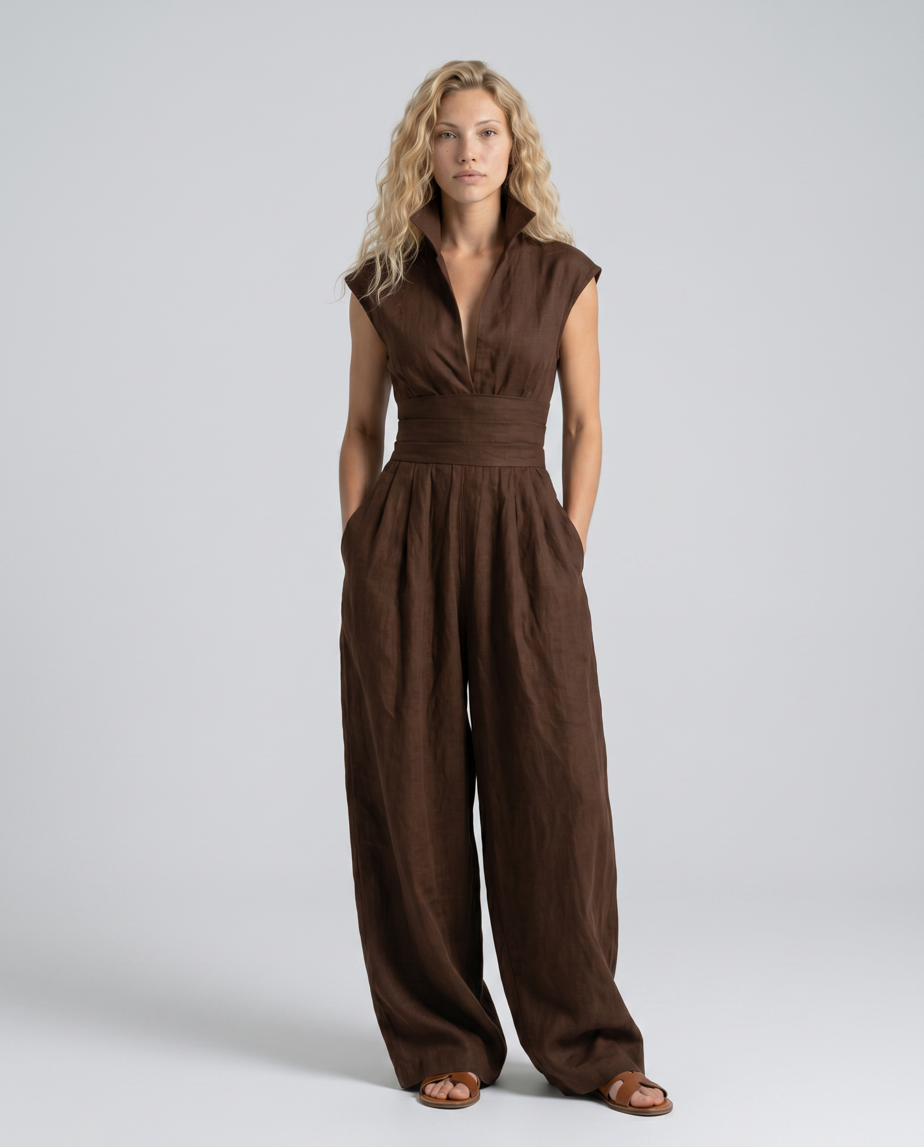 Rhoda | Linen-Blend Wide-Leg Jumpsuit
