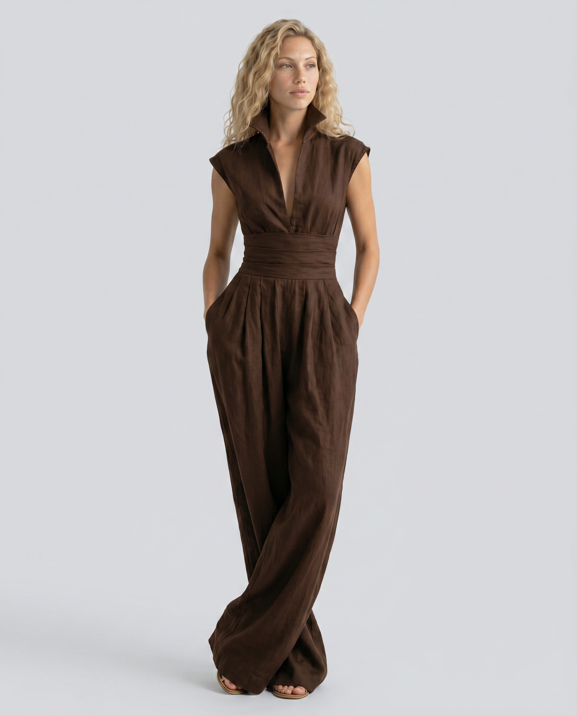 Rhoda | Linen-Blend Wide-Leg Jumpsuit