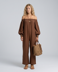 Shawna | Off-Shoulder Linen-Blend Relaxed Jumpsuit