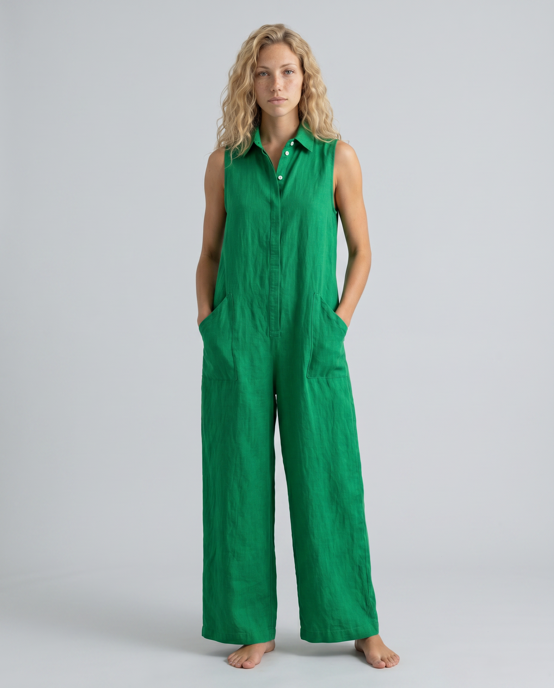 Vonda | Sleeveless Linen-Blend Relaxed Jumpsuit
