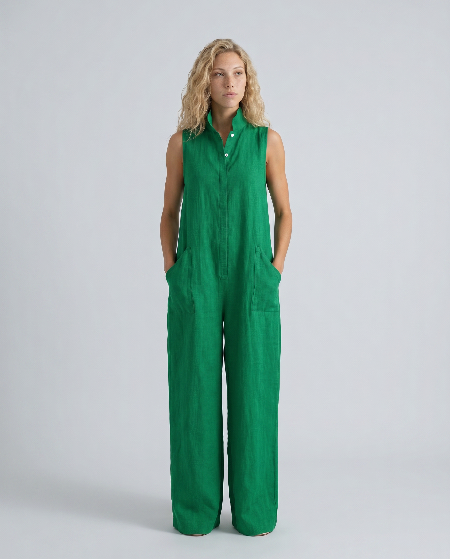 Vonda | Sleeveless Linen-Blend Relaxed Jumpsuit