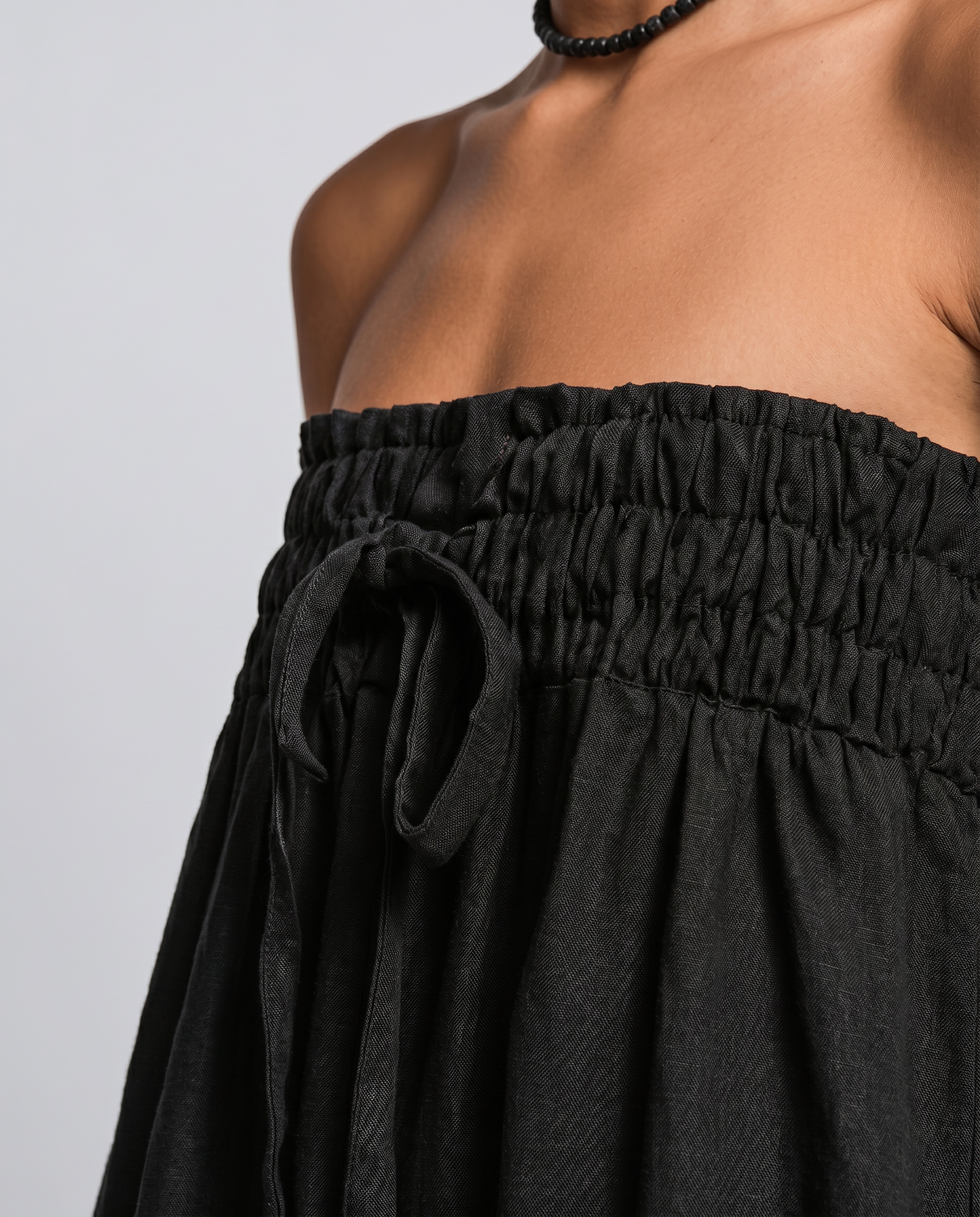 Cherry | Strapless Relaxed Linen-Blend Jumpsuit