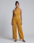 Mayra | Linen-Blend Jumpsuit with Crisscross Neckline