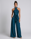 Hallie | Cross Halter Wide-Leg Jumpsuit