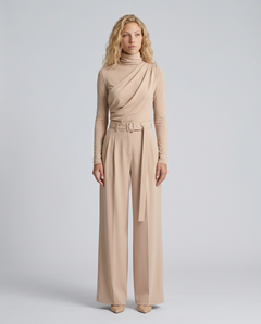 Delia | Knit Wide-Leg Jumpsuit with Gathered Waist