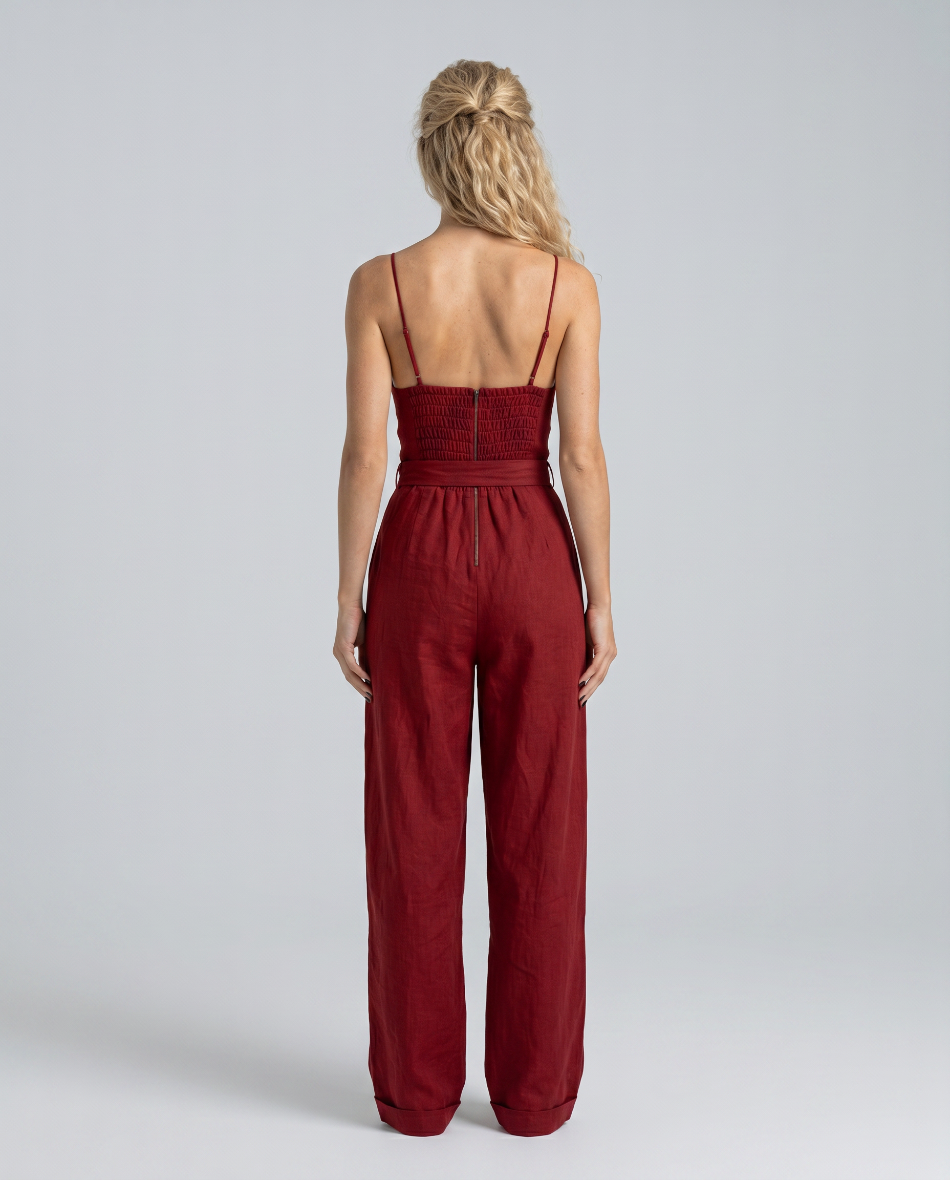 Lynne | Linen-Blend Pleated Jumpsuit