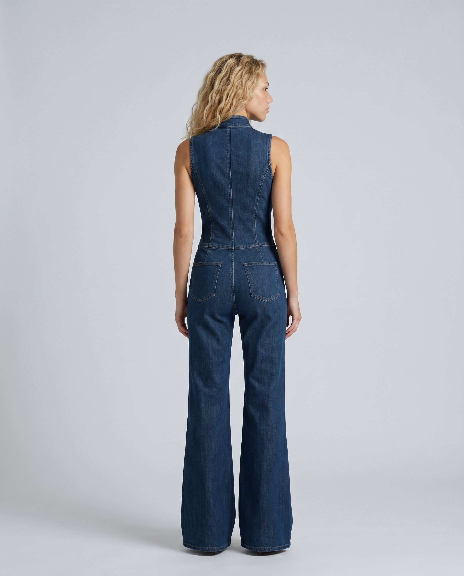 Dorthy | Sleeveless Denim Flared Jumpsuit