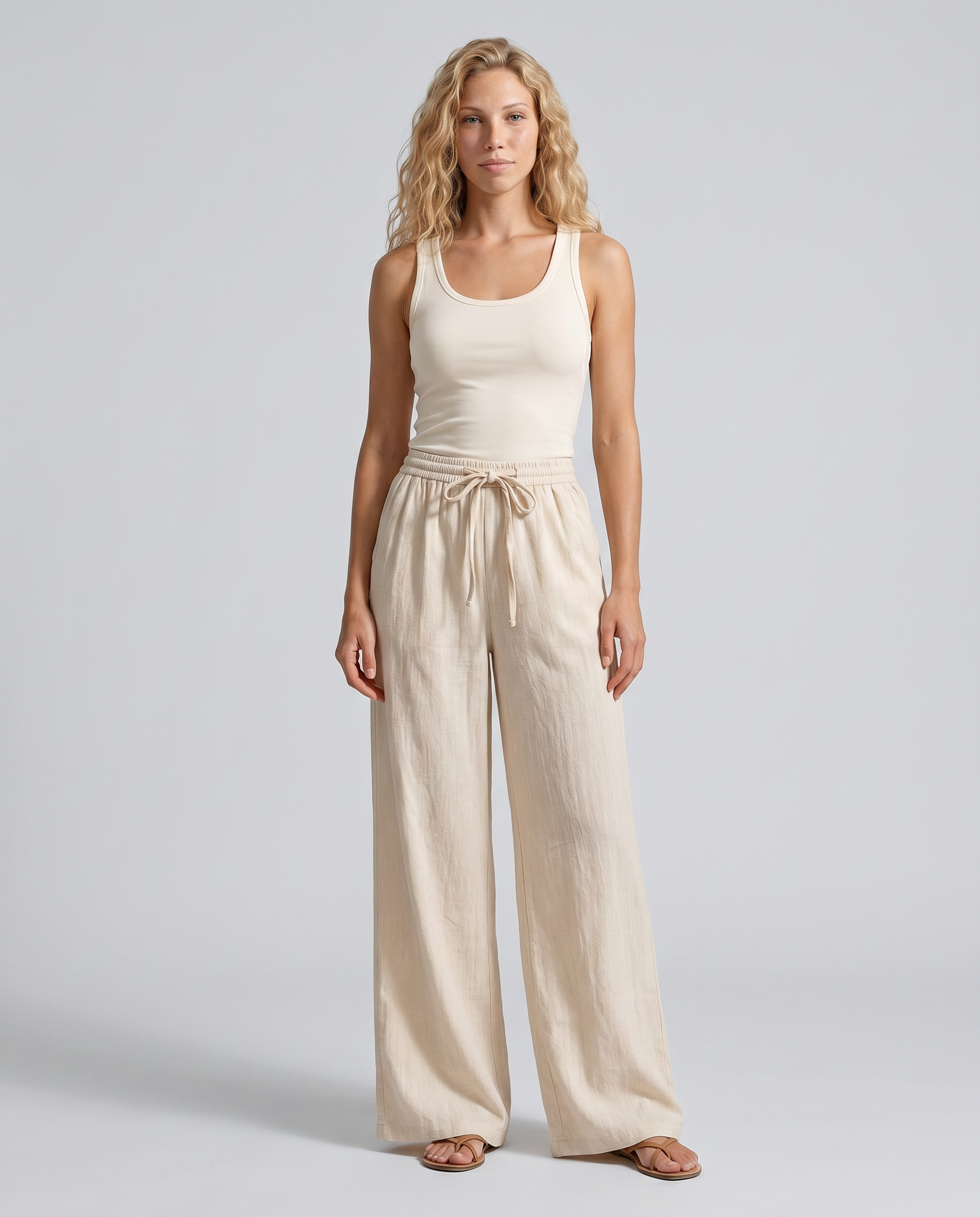 Sadie | Linen-Blend Wide-Leg Pants