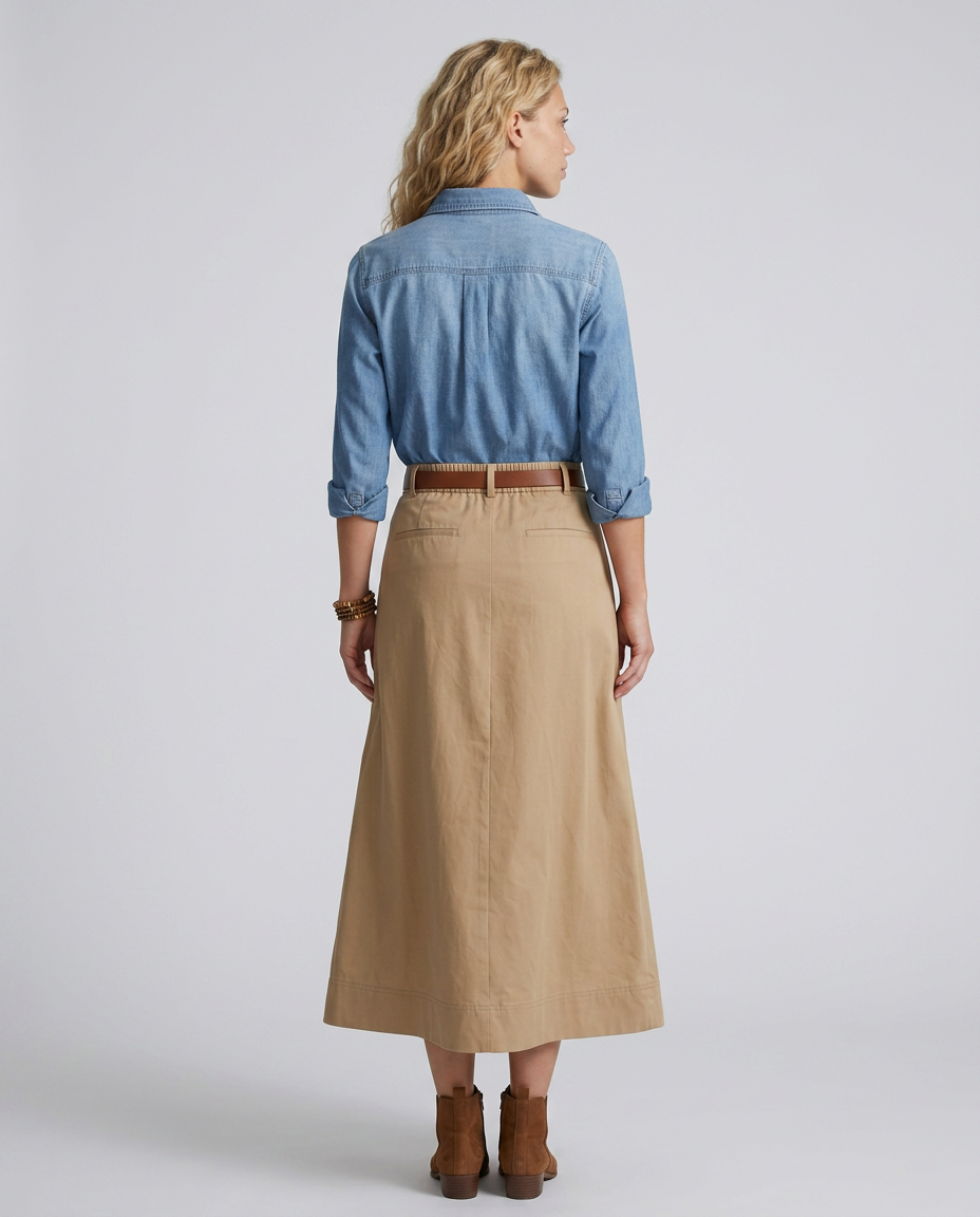 Natalia | A-Line Maxi Skirt in Cotton Blend