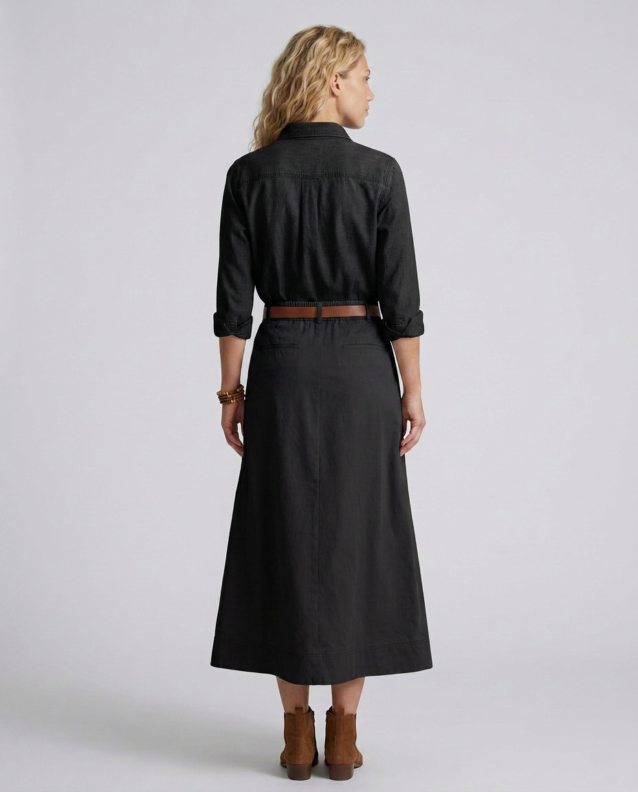 Natalia | A-Line Maxi Skirt in Cotton Blend