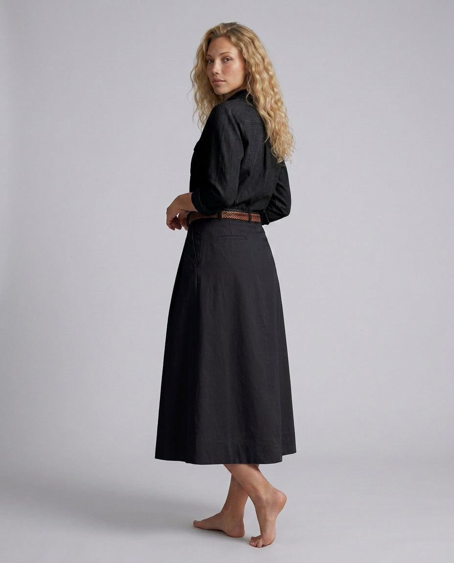 Natalia | A-Line Maxi Skirt in Cotton Blend