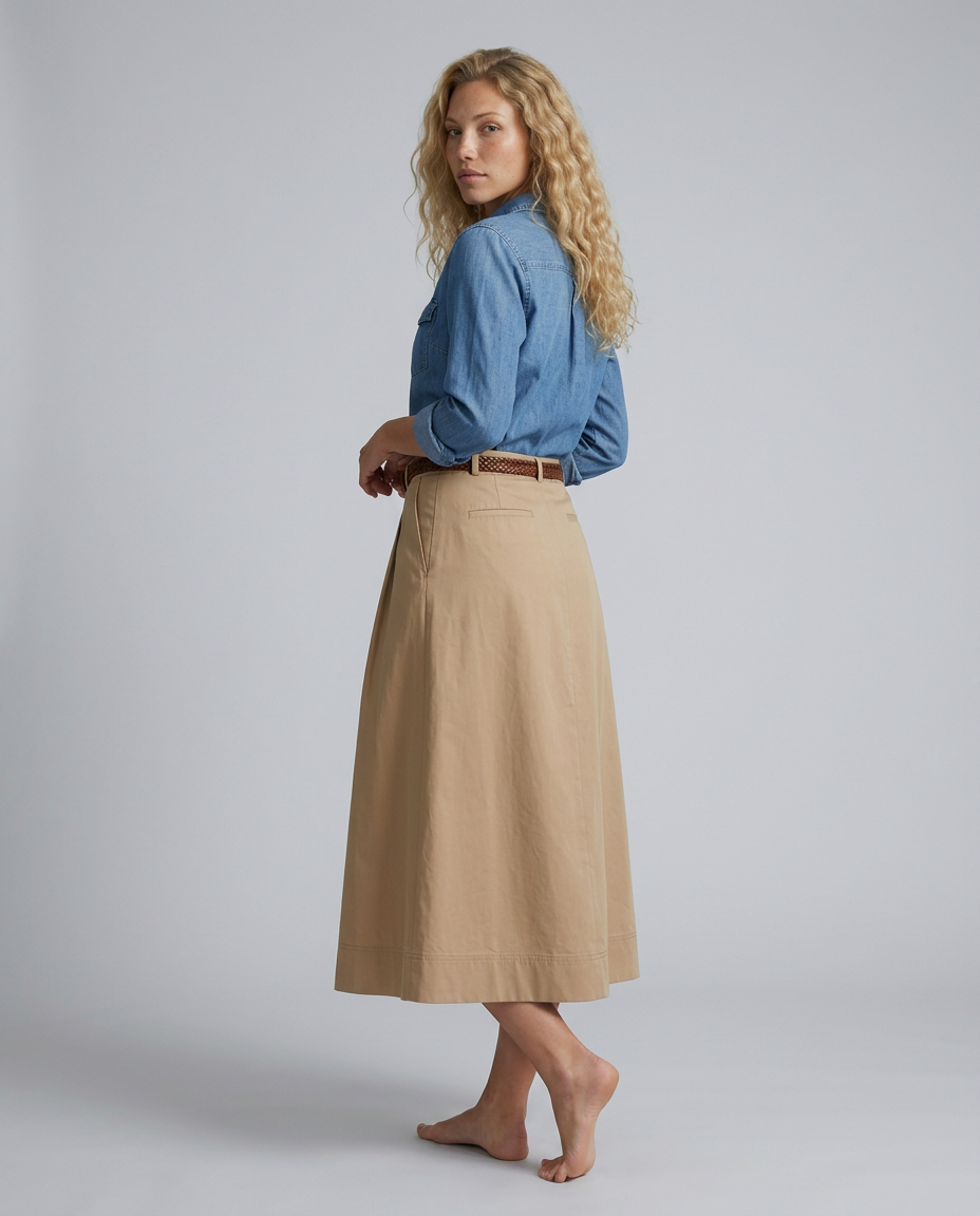 Natalia | A-Line Maxi Skirt in Cotton Blend