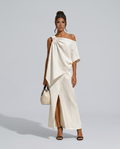 Amy | Textured Linen-Blend Asymmetric Skirt