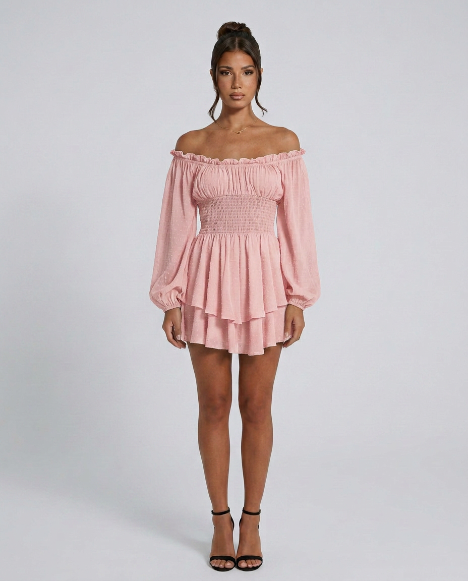 Clara | Pleated Off-Shoulder Mini Dress