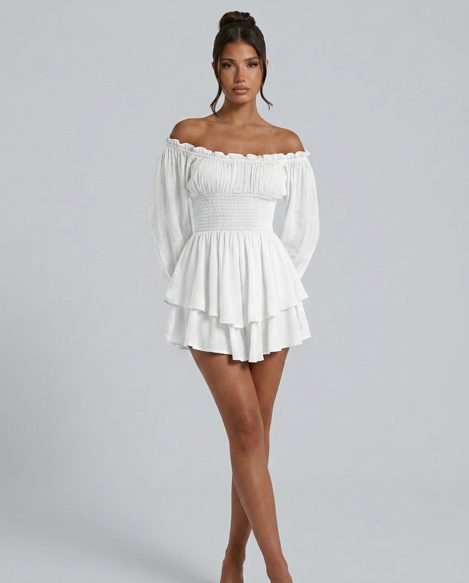 Clara | Pleated Off-Shoulder Mini Dress