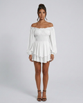 Clara | Pleated Off-Shoulder Mini Dress
