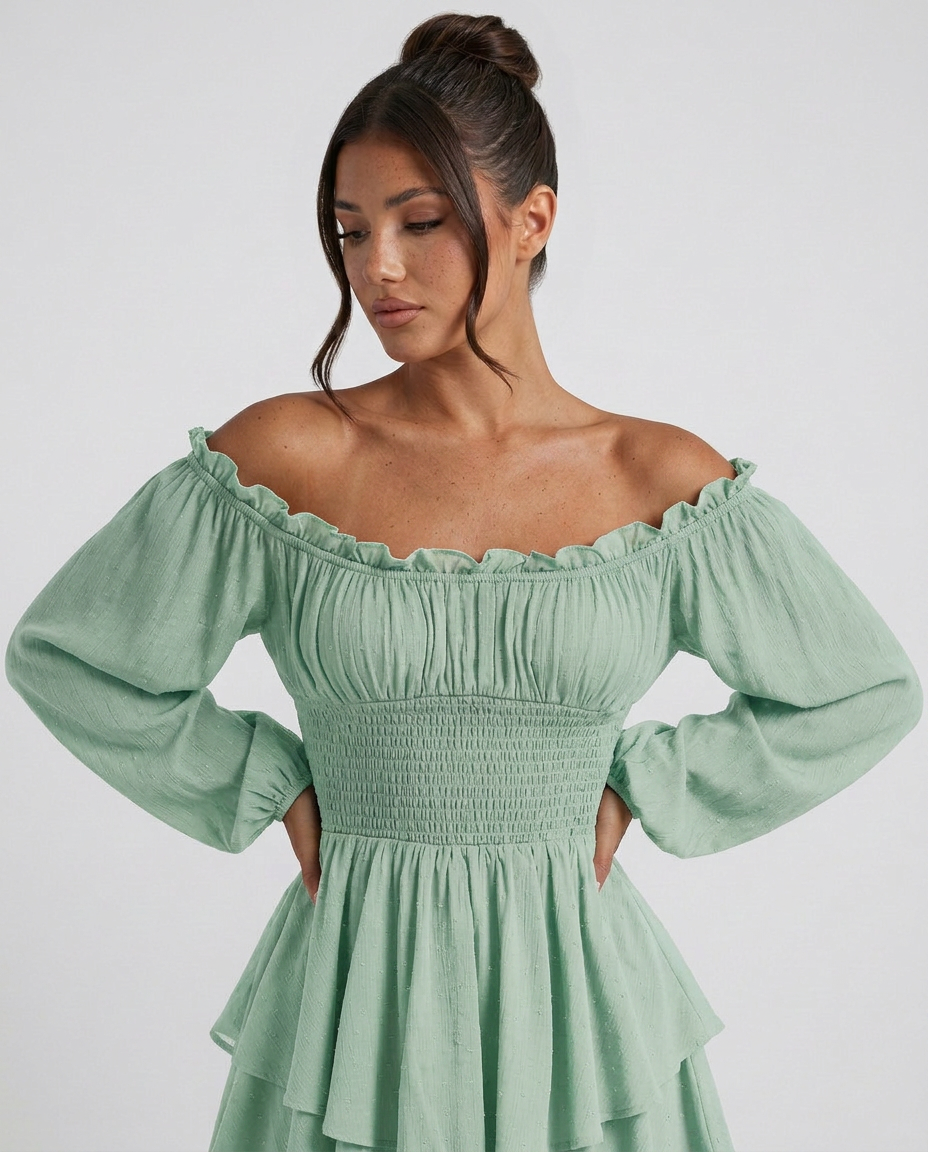 Clara | Pleated Off-Shoulder Mini Dress
