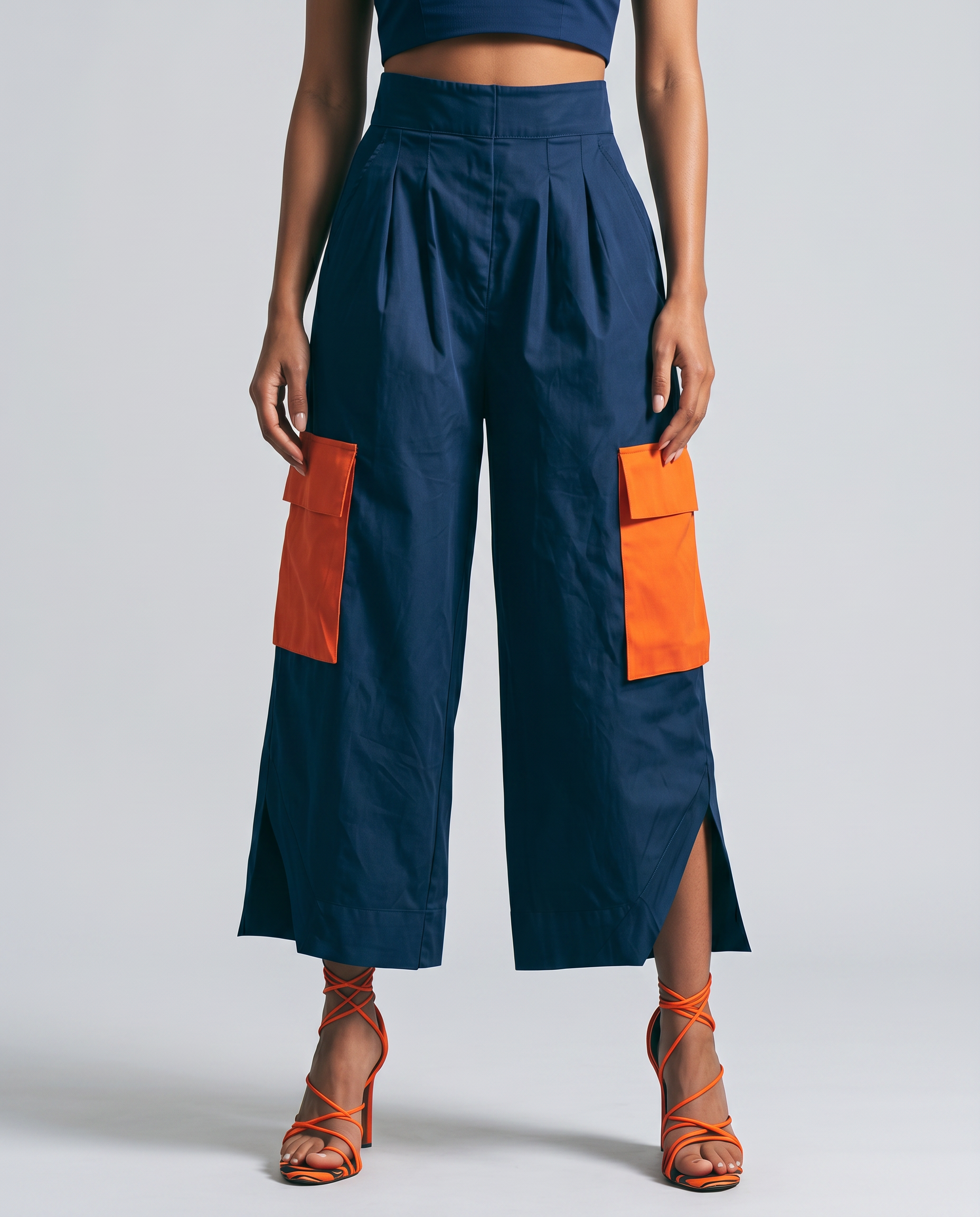 Dana | High-Waisted Cargo Culottes with Contrast Pockets
