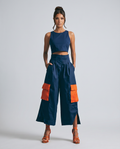 Dana | High-Waisted Cargo Culottes with Contrast Pockets