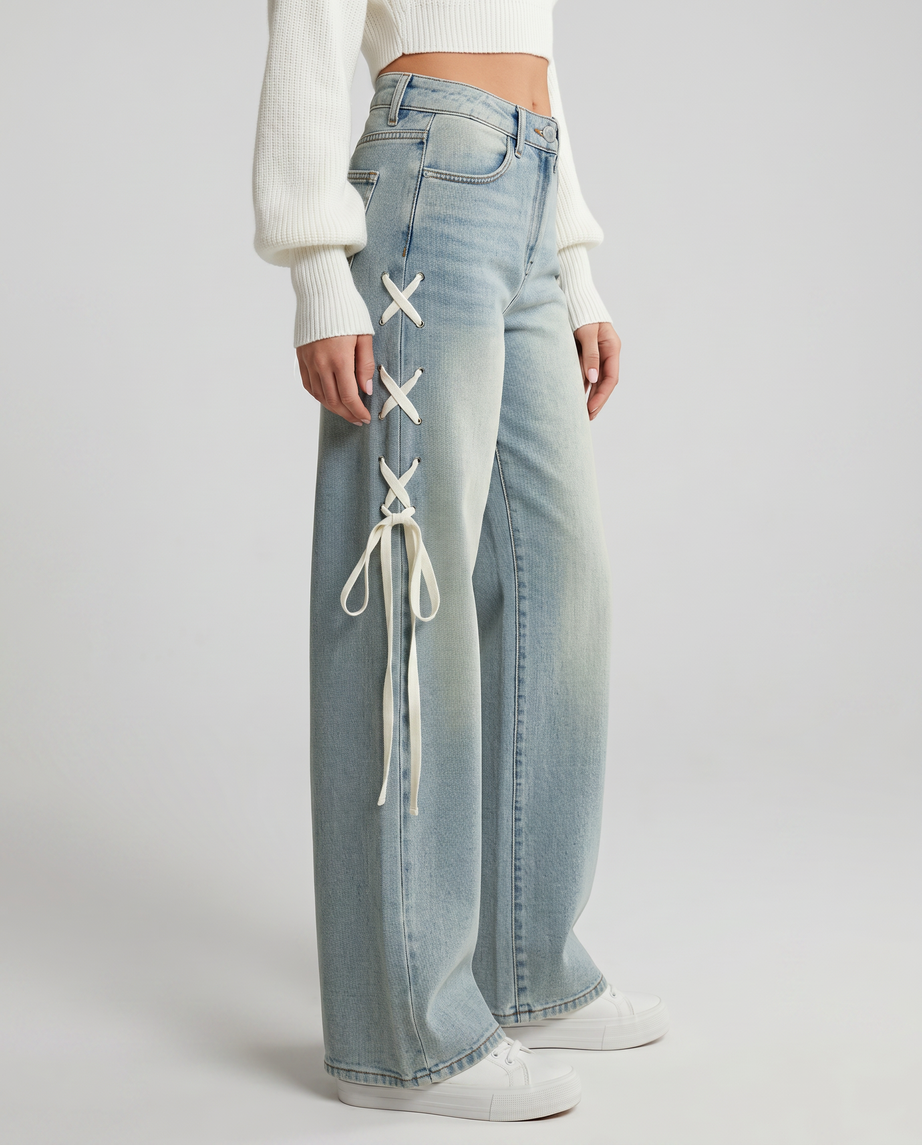 Ana | Wide-Leg Jeans with Side Lacing