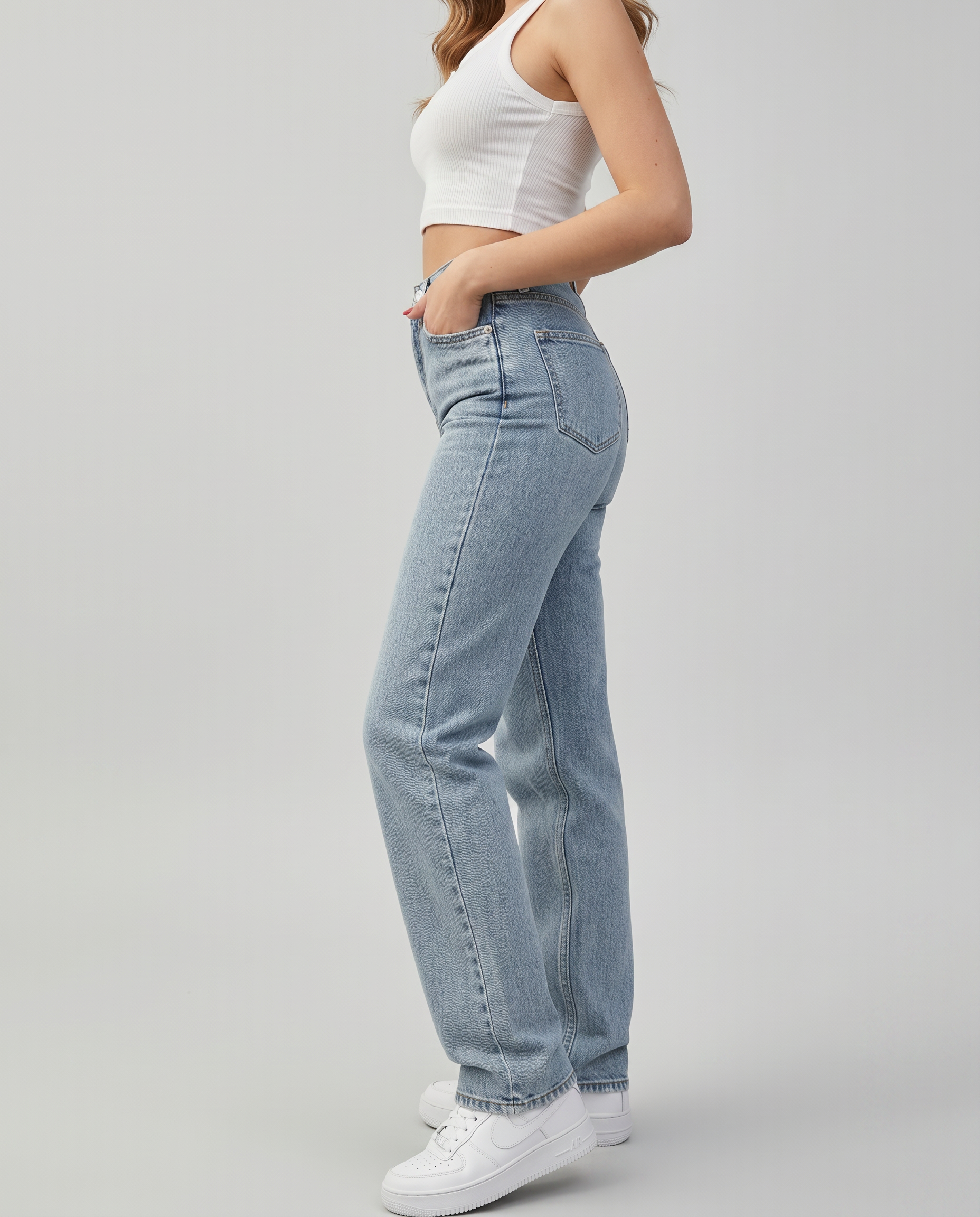 Raquel | High-Waist Jeans with Butterfly Print