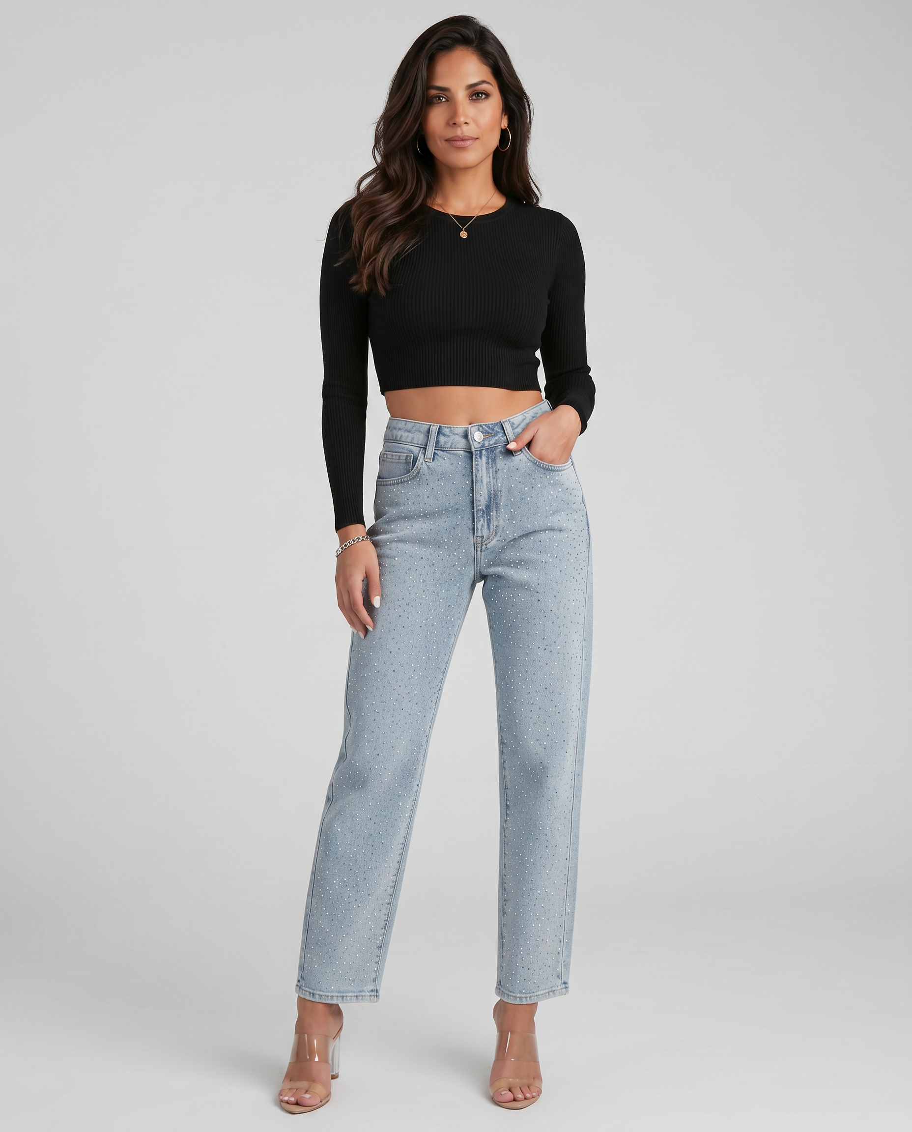 Felicia | High-Waist Jeans with Shimmer Finish