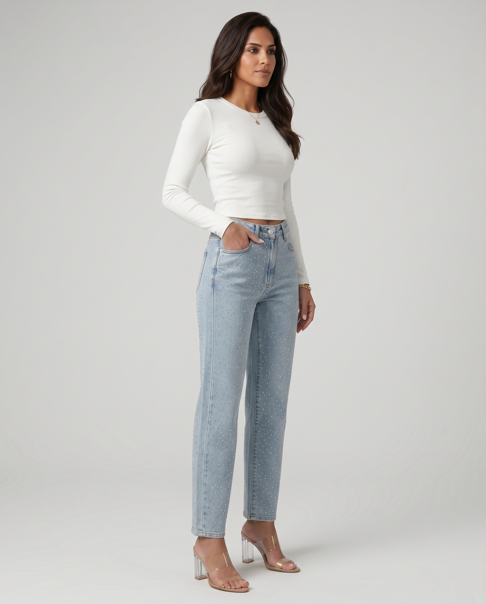 Felicia | High-Waist Jeans with Shimmer Finish