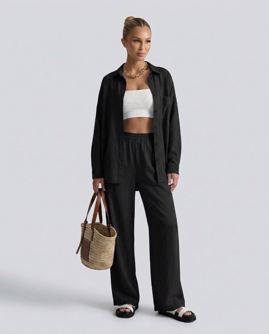 Polly | Two-Piece Set with Button Shirt