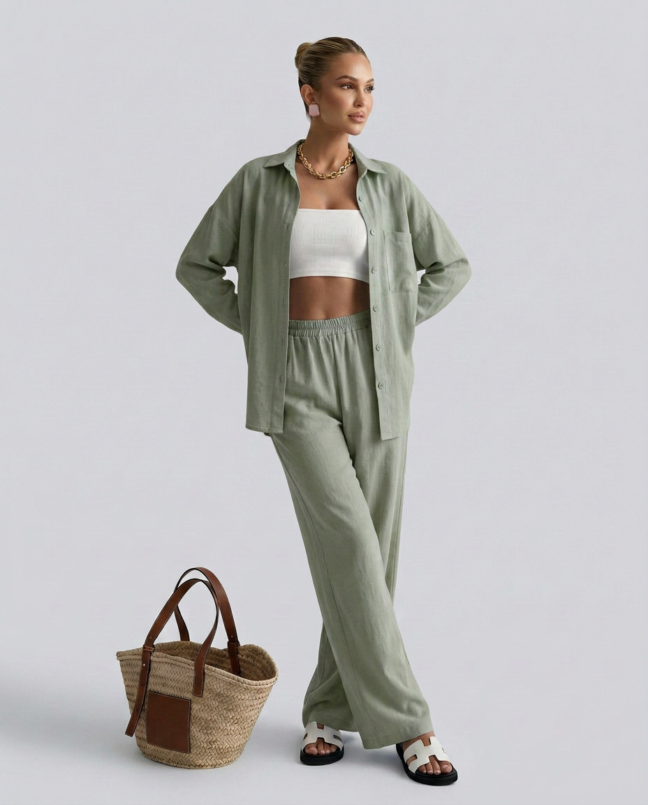 Polly | Two-Piece Set with Button Shirt