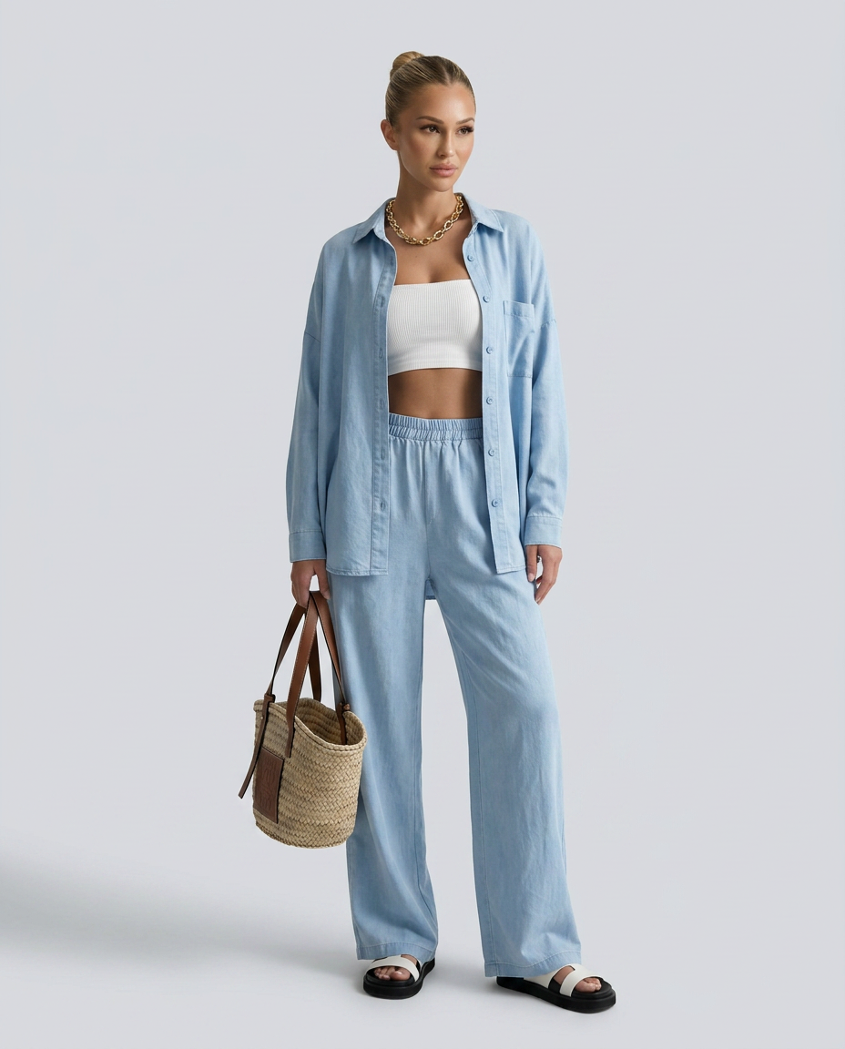 Polly | Two-Piece Set with Button Shirt