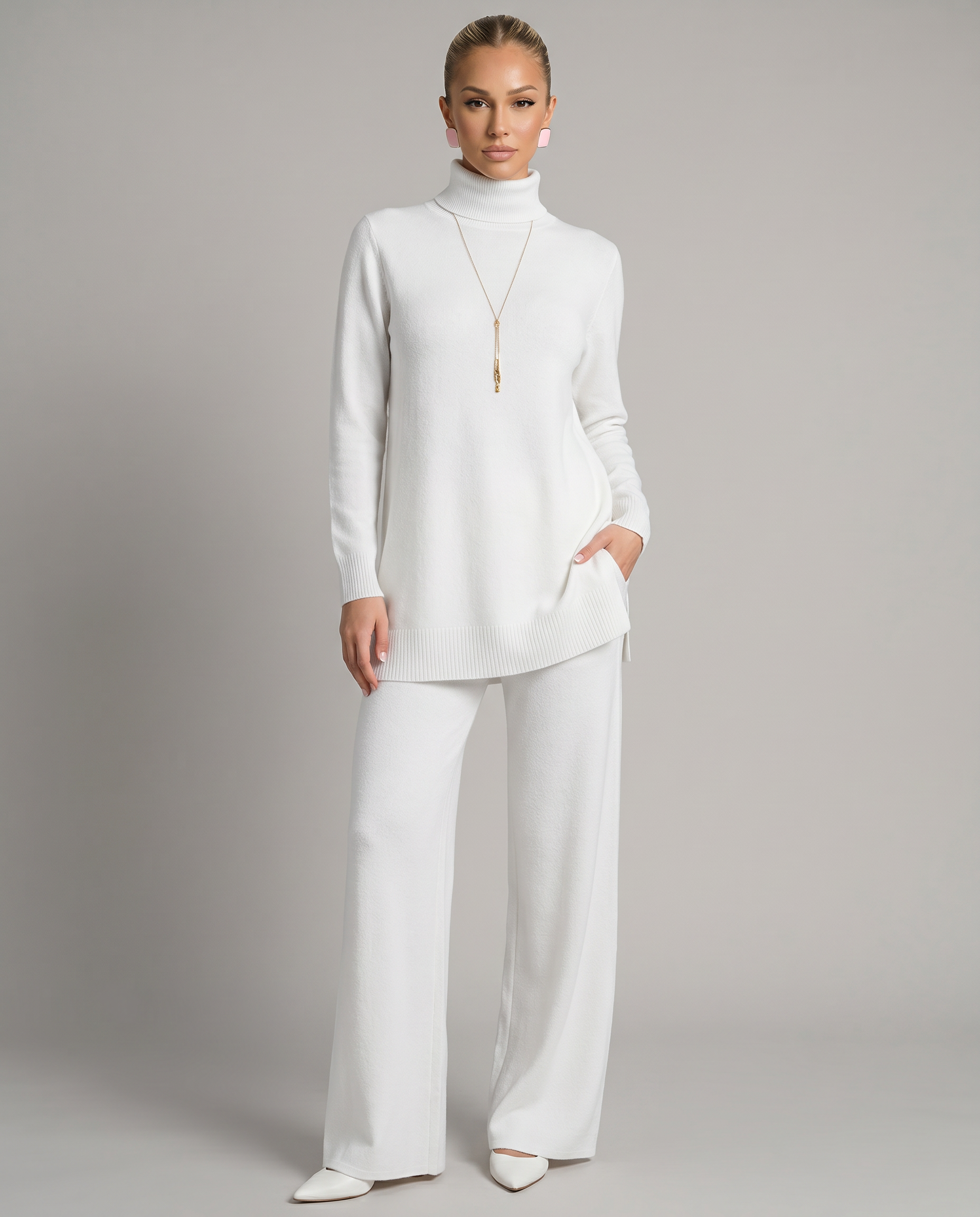 Harper | Knit Set with Wide-Leg Trousers
