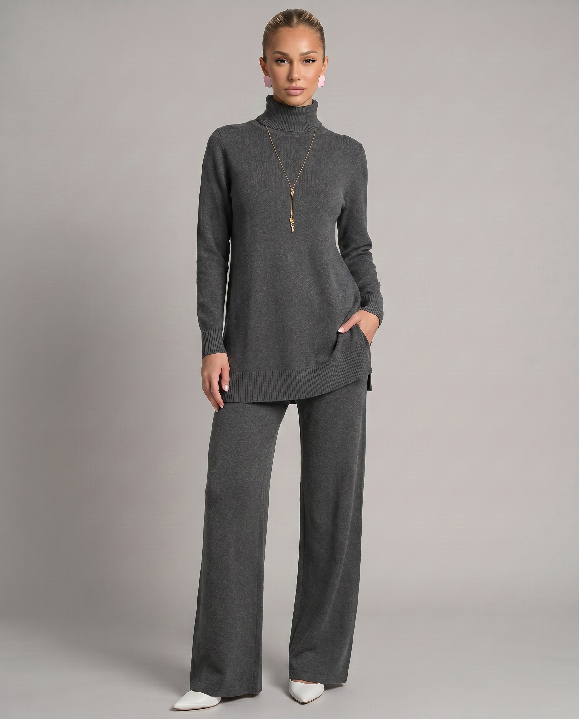Harper | Knit Set with Wide-Leg Trousers