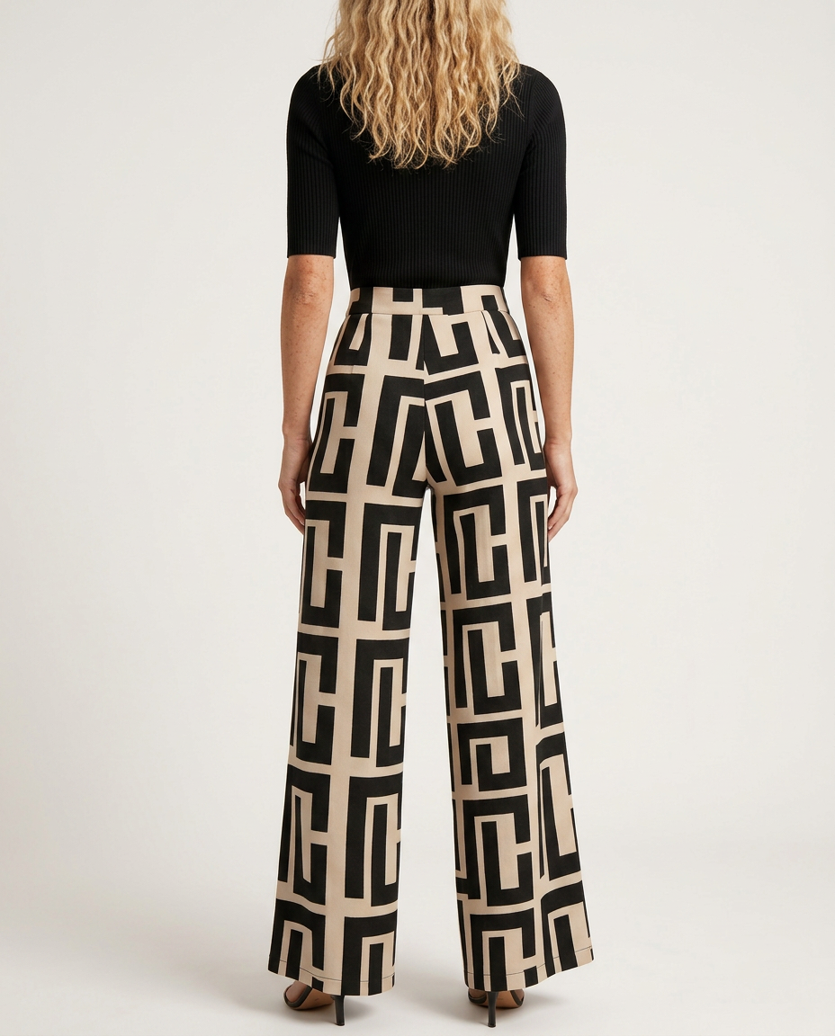 Leta | Palazzo Trousers with Graphic Print