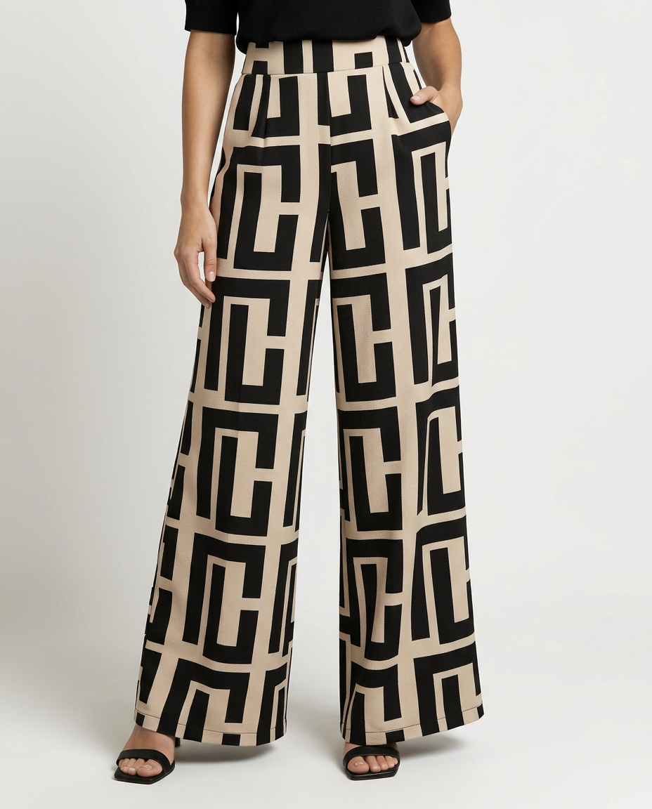 Leta | Palazzo Trousers with Graphic Print