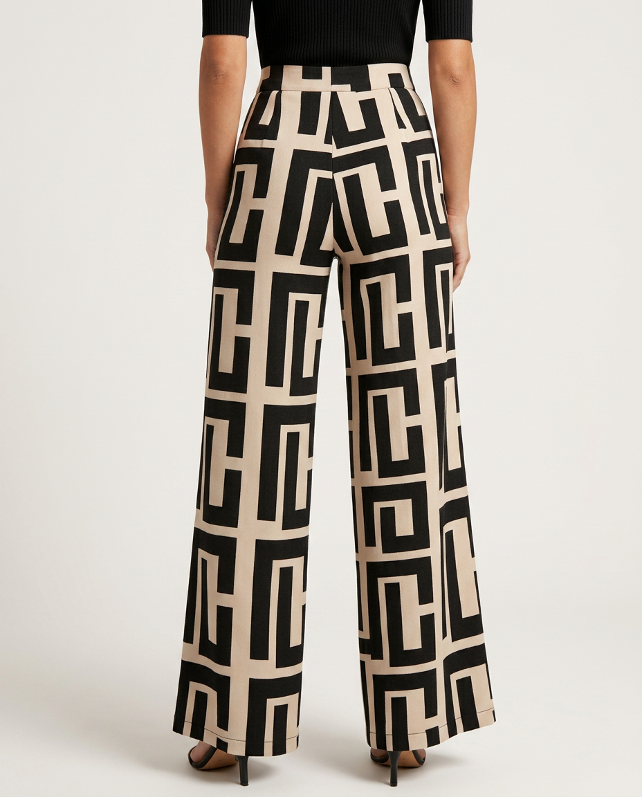 Leta | Palazzo Trousers with Graphic Print