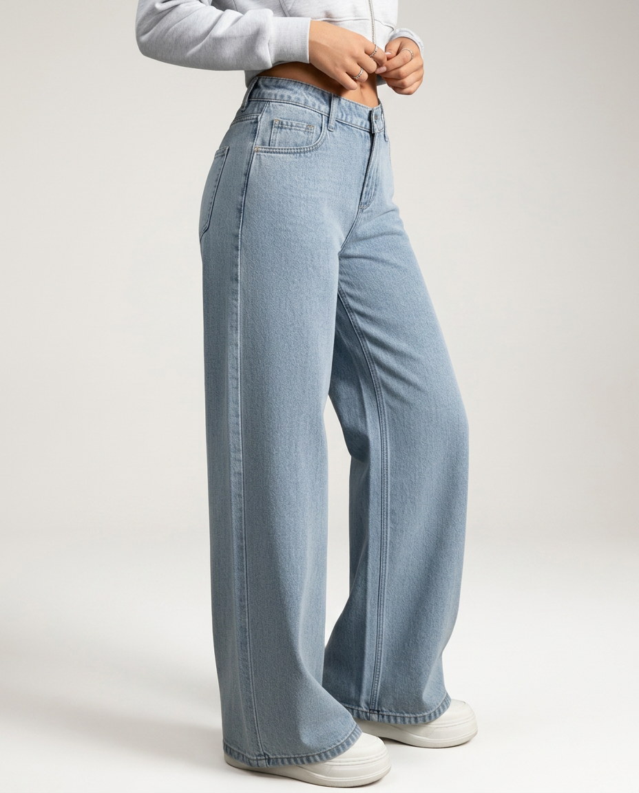 Tia | Wide-Leg Trousers with Button Fly