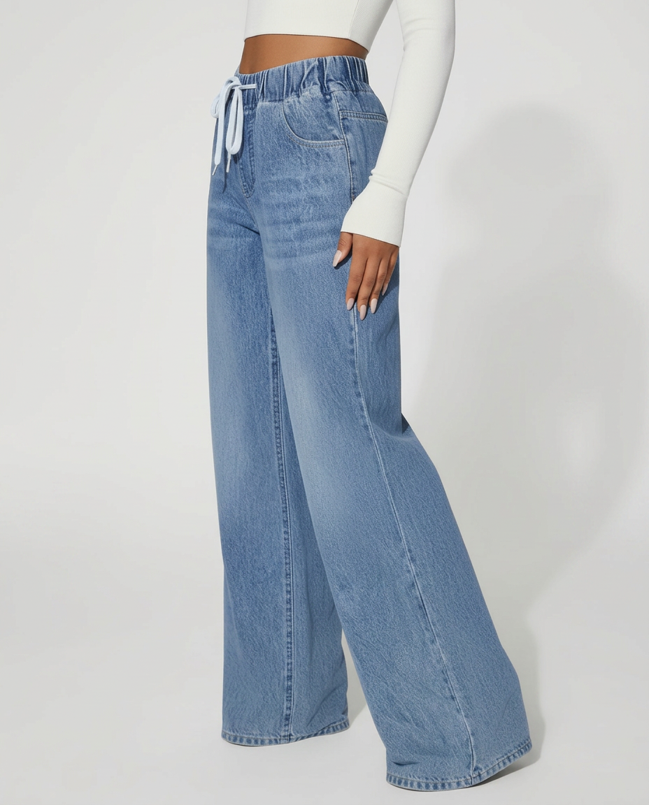 Maggie | Denim Trousers with Drawstring Waist