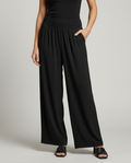 Doris | Wide Leg Trousers with Shirred Elastic Waist